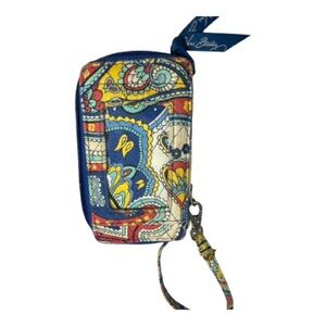 Vera Bradley Vibrant Blue and Yellow Patterned Wristlet